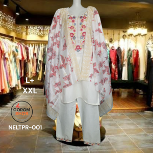 NELTPR-001,রেডিমেট থ্রি-পিস এমব্রয়ডারি কাজ করা নিলেন কাপড়