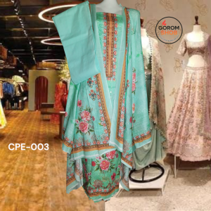 CPE-003,বিবেক ব্র্যান্ডের থ্রি পিস ফেব্রিক কটন অল ওভার সিকোয়েন্স করা